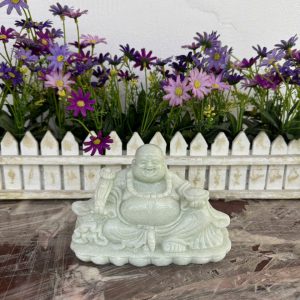 Tượng phật Di Lặc ngồi đá cẩm thạch trang trí phòng khách, bàn làm việc - Dài 15 cm