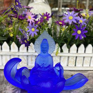 Tượng Phật quan âm bồ tát đá lưu ly nhiều màu trang trí xe hơi xe ôtô, bàn thờ - Cao 14 cm