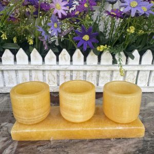 Bộ 3 ly nước, chung nước thờ cúng đá ngọc