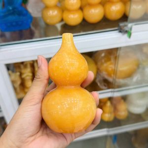 Bầu hồ lô phong thủy hút tài lộc đá ngọc hoàng long - Cao 12cm