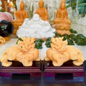 Cặp Tỳ Hưu cánh tiên đá ngọc hoàng long - Dài 20 cm