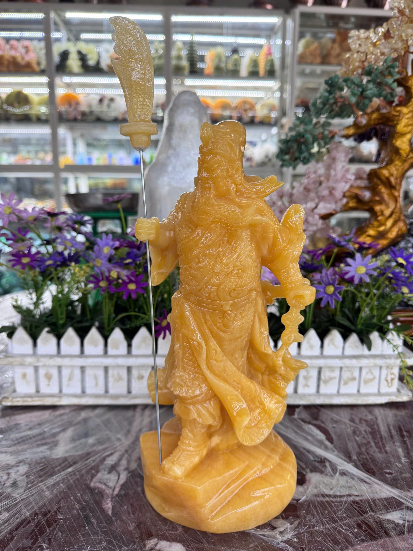 Tượng Quan Công, Quan Vân Trường đá ngọc hoàng long – Cao 30 cm