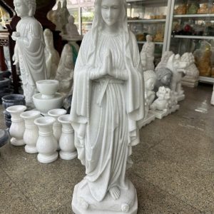 Tượng Chúa chấp tay, Đức Mẹ Maria đá cẩm thạch trắng - Cao 70 cm