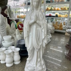 Tượng Chúa chấp tay, Đức Mẹ Maria đá cẩm thạch trắng - Cao 80 cm