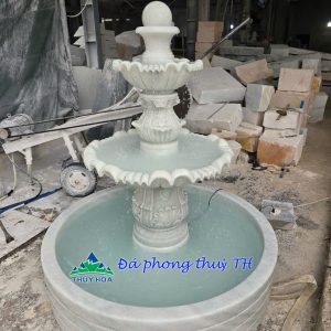 Thác nước, đài phun nước có hồ đá trắng - Cao 1m8