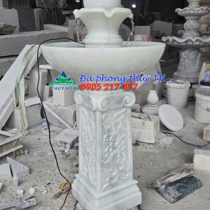 Thác nước đá cẩm thạch trắng đặt sân vườn - Cao 1m27