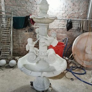 Thác nước, Đài phun nước thiên thần đá trắng - Cao 1,7 m