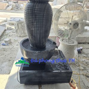 Thạch thủy bình đá vân đen trang trí sân vườn - Cao 90cm