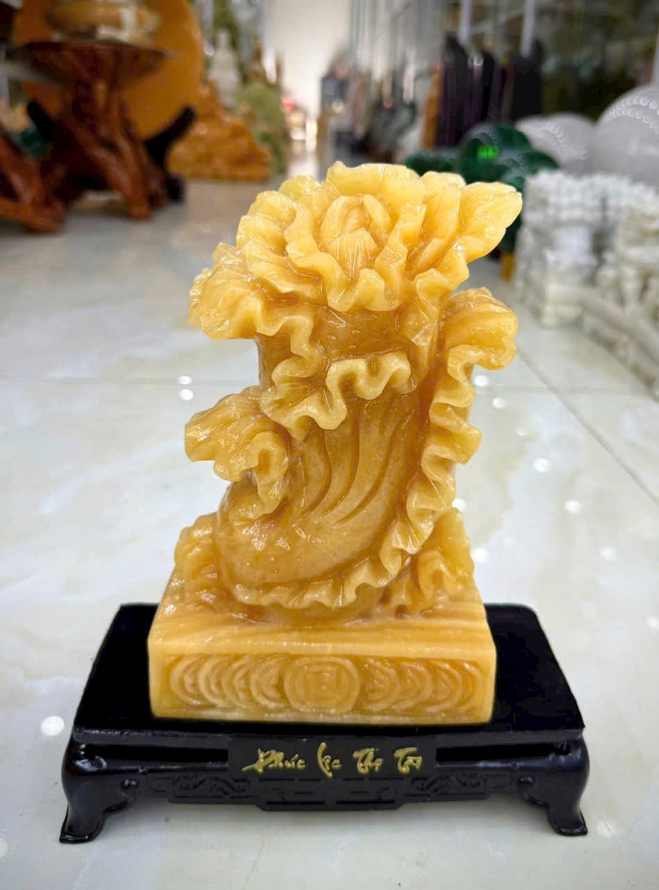 Bắp cải kim tiền phong thủy đá ngọc hoàng long – Cao 20cm