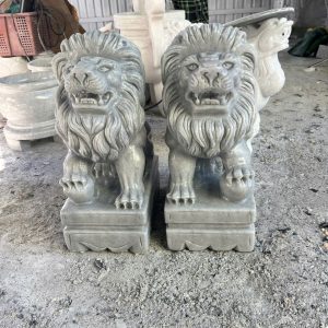 Cặp Sư Tử phong thủy gác cổng đá xám - Cao 40 cm