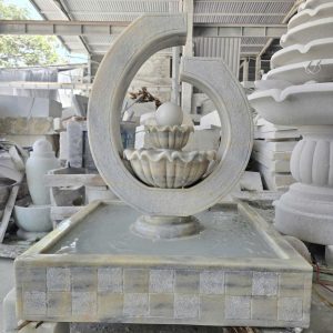 Thác nước đá cẩm thạch trắng trang trí nhà cửa - Cao 1m05
