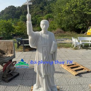Tượng cha Trương Bửu Diệp đá trắng - Cao 1,4m