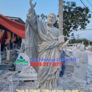 Tượng Thánh Phêrô bế chúa đá cẩm thạch trắng - Cao 1m5