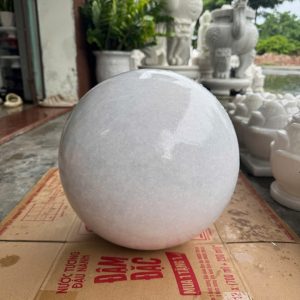 Quả bi cầu đá câm thạch trắng - Đường kính 30cm